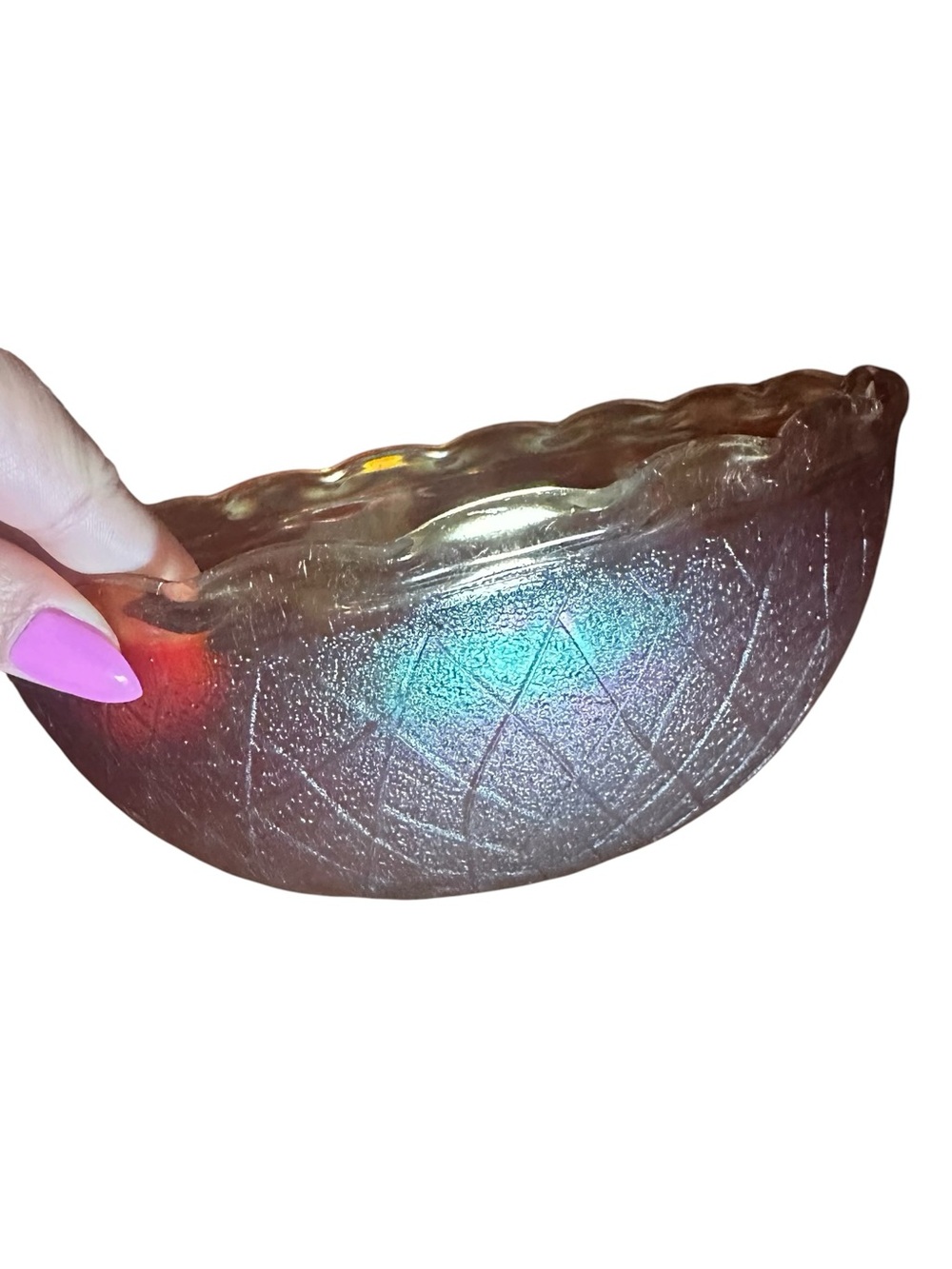 Iridescent pink carnival Textured Glass Bowl